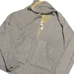 Lululemon Gray and Yellow Open Front Reversible Hooded Cardigan Size 4